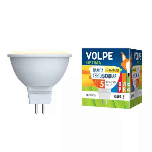 Лампочка светодиодная LED-JCDR-5W/WW/GU5.3/O картон Volpe - фото