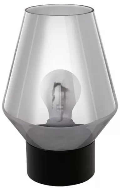 Настольная лампа VERELLI, 1х60W (E27), ?165, H250, сталь, черный /дымчатое стекло, черный-прозрачный - фото