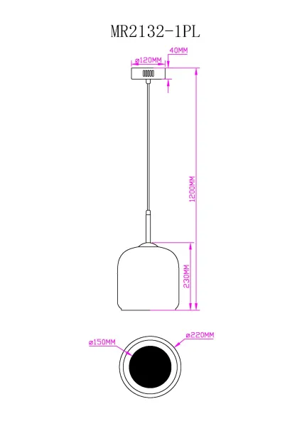 Подвесной светильник Charlie MR2132-1PL - фото схема