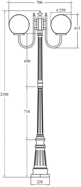 Наземный фонарь GLOBO S 88209SA/10A Bl - фото схема
