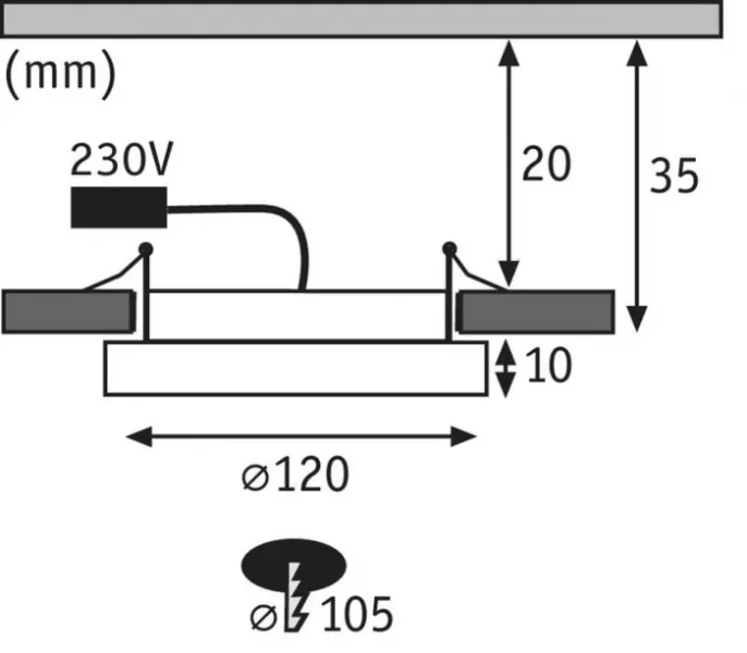 Точечный светильник Prem Ebl Panel Rddim 92934 - фото схема