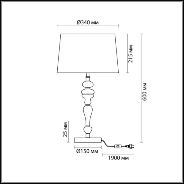 Интерьерная настольная лампа Homi 5040/1T - фото схема