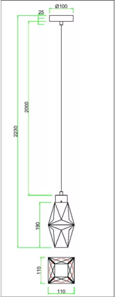 Подвесной светильник Coctail time MOD325PL-01G - фото схема