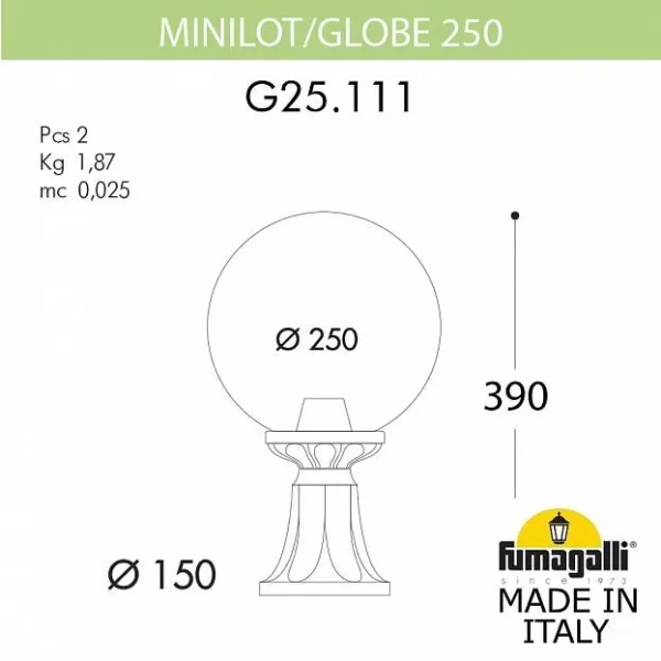 Наземный фонарь Globe 250 G25.111.000.AZE27 - фото схема