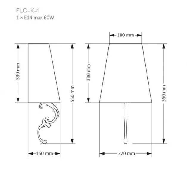 Бра Flor FLO-K-1(N) - фото схема