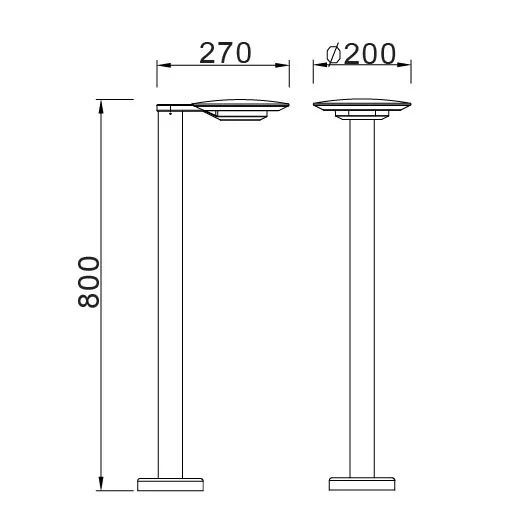 Наземный светильник  W2257S-800 - фото схема