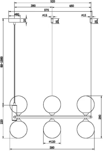 Подвесной светильник Ring MOD013PL-06BS1 - фото схема