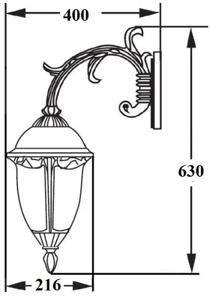 Настенный фонарь уличный St.LOUIS L 89102L/16 Gb мат/тр - фото схема