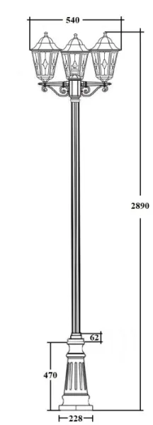 Наземный фонарь PETERSBURG lead GLASS 79810lgB B2 Bl - фото схема