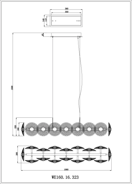 Подвесной светильник Pamela WE160.16.323 - фото схема