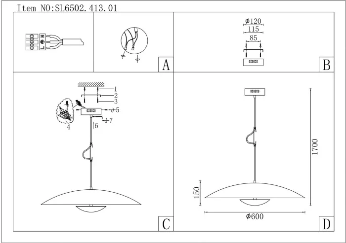 Подвесной светильник Armonico SL6502.413.01 - фото схема