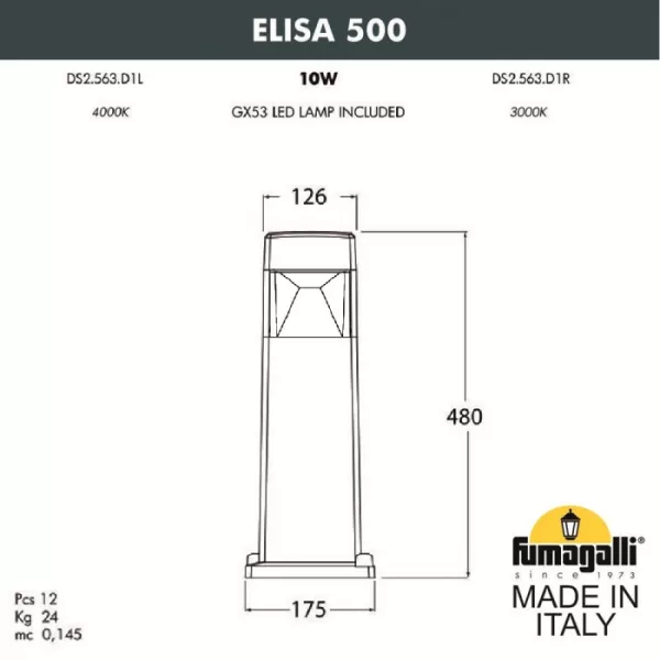 Наземный светильник Elisa DS2.563.000.WXD1L - фото схема