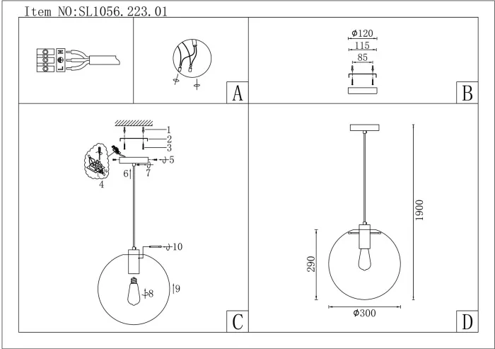 Подвесной светильник Noor SL1056.223.01 - фото схема