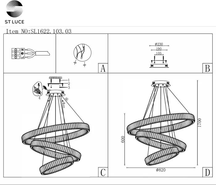 Подвесной светильник Tivoli SL1622.103.03 - фото схема
