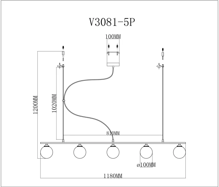 Подвесной светильник Sector V3081-5P - фото схема