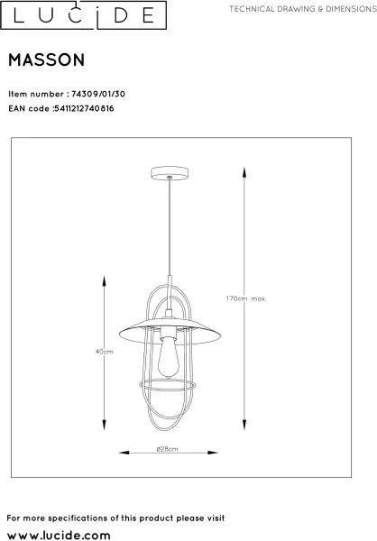 Подвесной светильник Masson 74309/01/30 - фото схема