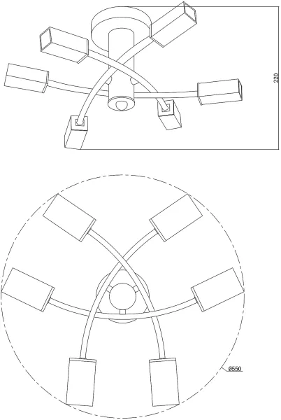 Потолочная люстра Lumi V1162-6C - фото схема