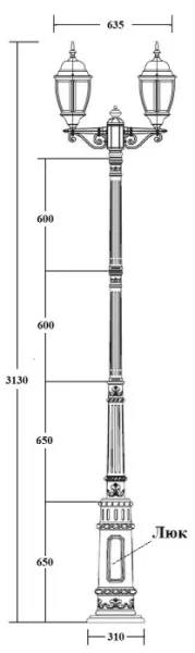 Наземный фонарь ARSENAL L 91210LA E7 02 Gb - фото схема