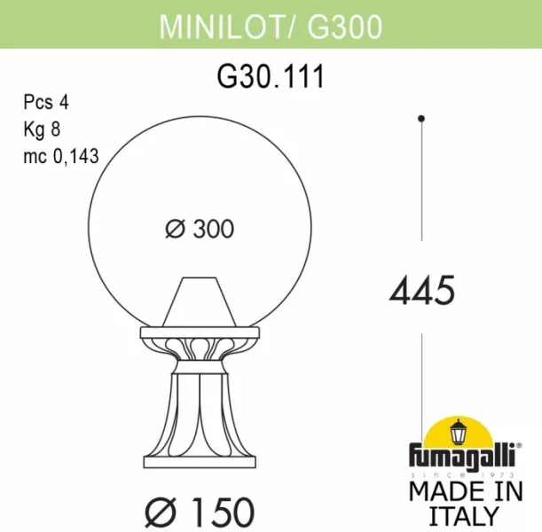 Наземный фонарь GLOBE 300 G30.111.000.AYF1R - фото схема