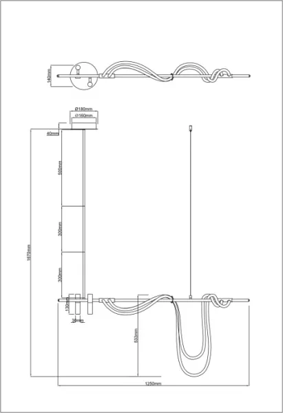 Подвесной светильник Klimt A2850SP-45BK - фото схема