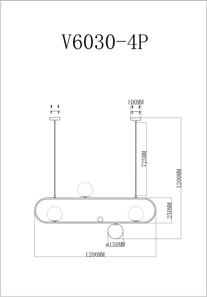 Подвесной светильник Miya V6030-4P - фото схема