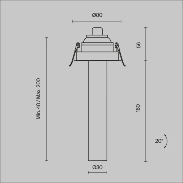 Точечный светильник Focus T C140RS-L200-7W4K-W - фото схема