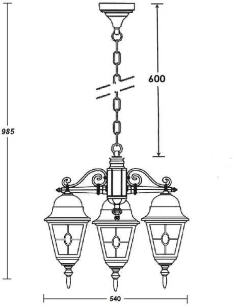 Уличный светильник подвесной QUADRO M lead GLASS 79970МlgY/3 Bl - фото схема