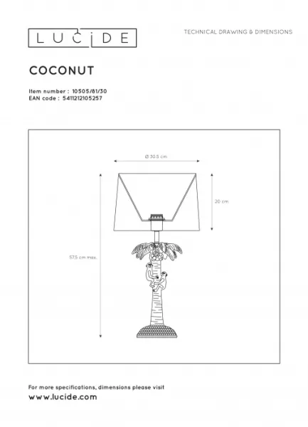 Интерьерная настольная лампа Extravaganza Coconut 10505/81/30 - фото схема