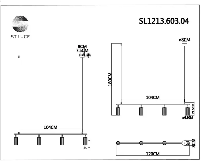 Подвесной светильник Kendo SL1213.603.04 - фото схема