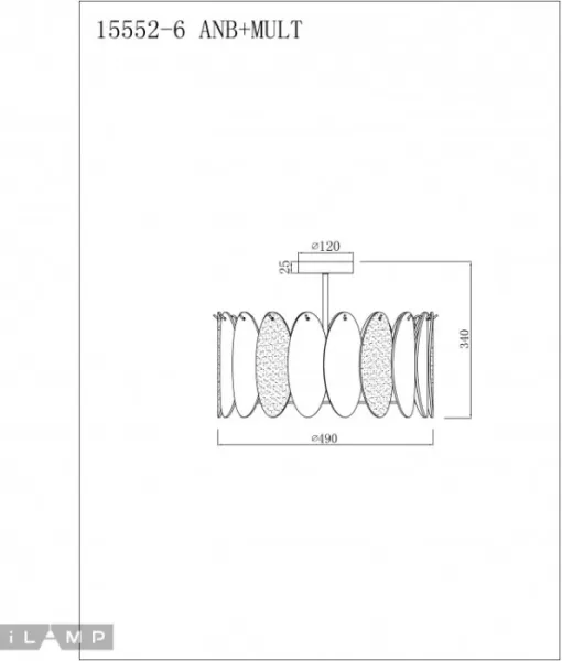 Потолочная люстра Dolce 15552-6 ANB+MULT - фото схема