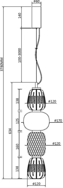 Подвесной светильник Pattern MOD267PL-L32G3K - фото схема
