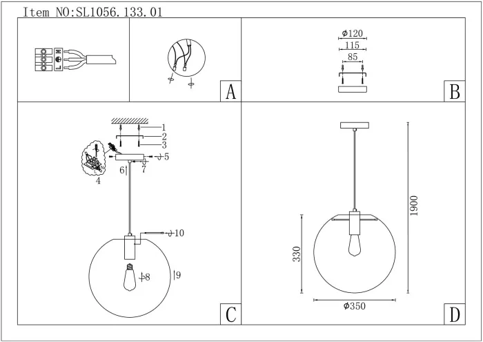 Подвесной светильник Noor SL1056.133.01 - фото схема