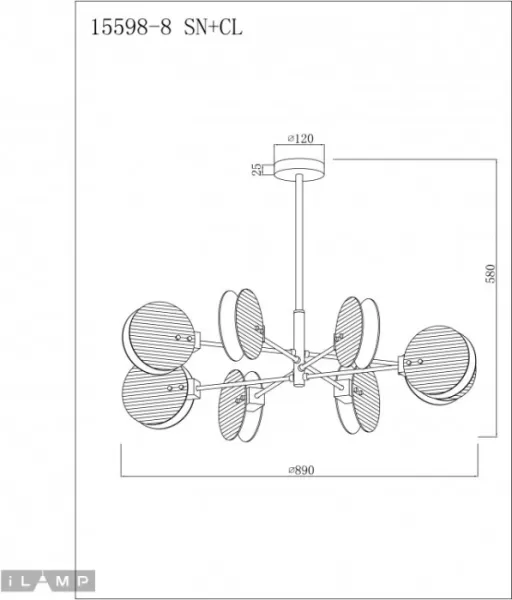 Потолочная люстра Panorama 15598-8 SN+CL - фото схема