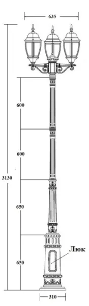Наземный фонарь ARSENAL L 91210LB E7 02 Gb - фото схема