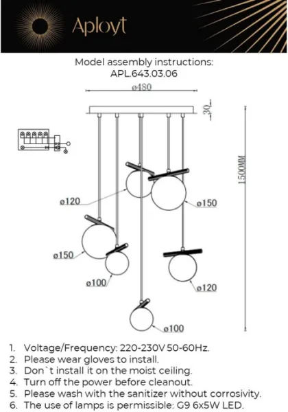 Подвесной светильник Penelopa APL.643.03.06 - фото схема