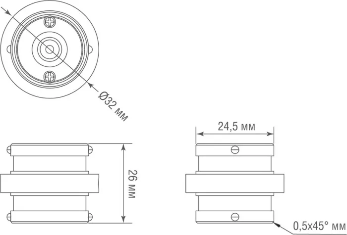 Коннектор прямой Round Line Connector 180 DLR B2 - фото схема