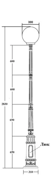 Наземный фонарь GLOBO L 88210L/E7 Bl - фото схема