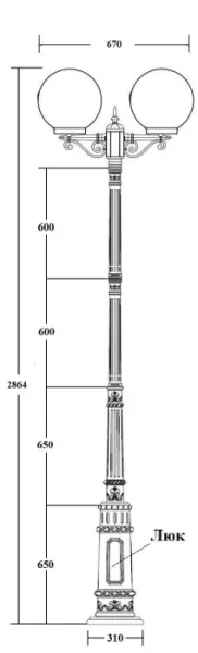 Наземный фонарь GLOBO S 88210SA/E7 Bl - фото схема
