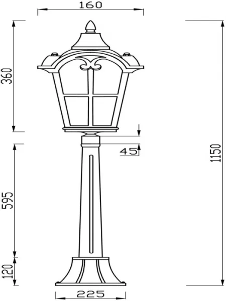 Наземный фонарь Albion O413FL-01GB1 - фото схема