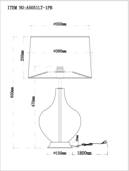 Интерьерная настольная лампа Saiph A5051LT-1PB - фото схема