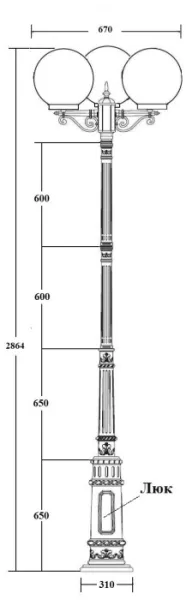 Наземный фонарь GLOBO S 88210SB/E7 Bl - фото схема