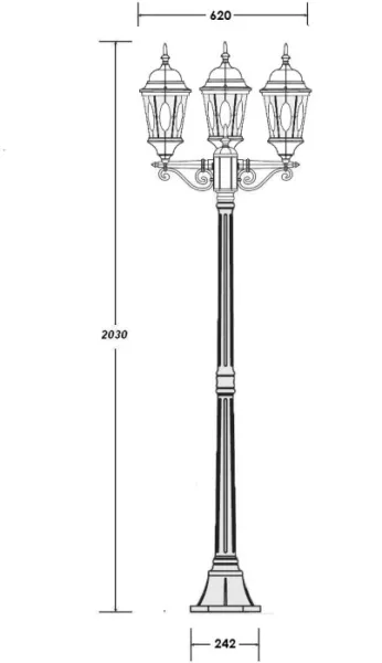 Наземный фонарь ASTORIA 2M 91408MB Bl овал - фото схема