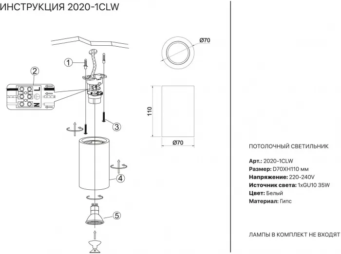 Точечный светильник 2020 2020-1CLW - фото схема