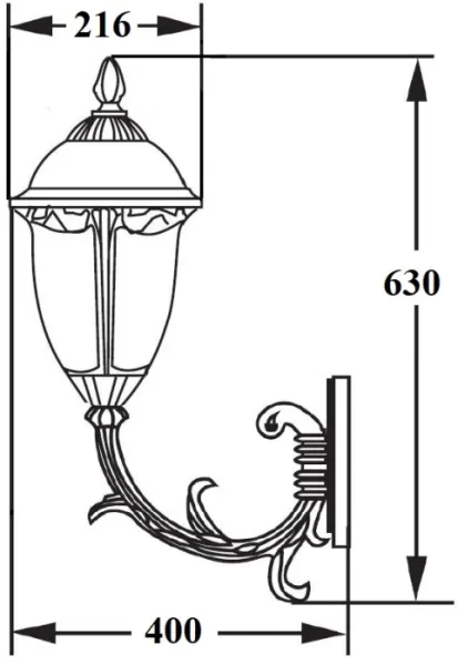 Настенный фонарь уличный St.LOUIS L 89101L/16 Gb мат/тр - фото схема