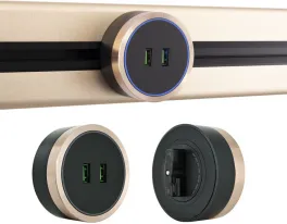 Трековая розетка Am-track-sockets 380066TS LED/USBx2 Gold купить в Москве