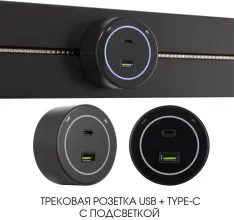 Трековая розетка Am-track-sockets-39 399732TS/USB-Type-C Black купить в Москве