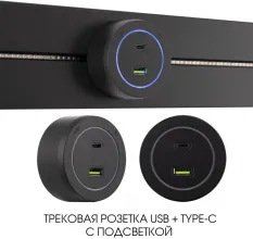 Трековая розетка Am-track-sockets-39 399731TS/USB-Type-C Black купить в Москве