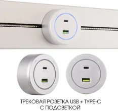 Трековая розетка Am-track-sockets-39 399731TS/USB-Type-C Silver купить в Москве