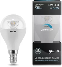 Лампочка светодиодная диммируемая Gauss 105201206 купить в Москве