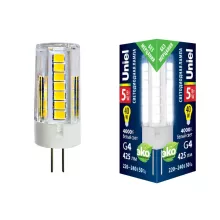 Uniel LED-JC-220/5W/4000K/G4/CL GLZ09TR картон Лампочка светодиодная 